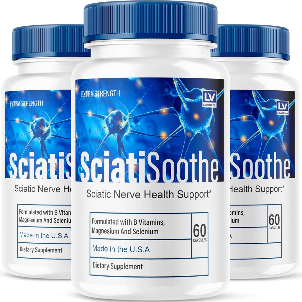LIVORKA (3 Pack) Sciatisoothe - Sciatisoothe Supplement, Sciatisoothe, Sciatisoothe Vitaminer, Sciatisooth, Sciati Soothe Supplement, Sciati Soothe Kapsler, Sciatic Sooth, 180 Kapsler til 3 Måneder