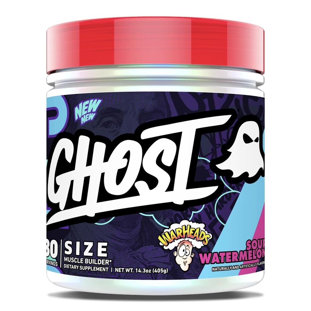 GHOST størrelse V3 Muscle Builder Kosttilskud - Warheads Sour Watermelon, 30 Servering - Support Muscle Growth & Strength Building for Mænd & Kvinder - Creatin & Betaine - Gratis sukker & Gluten