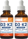 Sandhu 's D3 K2-vitamin D4; 5000 IE D3 Liquid, 120mcg K2 Supplement 1 Fl Oz (pakke med 2) D3K2 understøtter Superior Absorption, energi, immunforsvar, muskelsundhed for mænd og kvinder