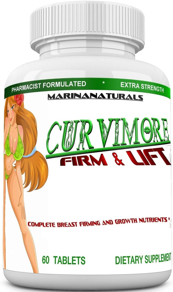 CURVIMORE FIRM OG LIFT Bryst Fyring, Løftning og Skin Stramning - Nyd Fuller, Firmer og Større Bryster. 60 tabletter.