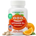 Kids D-vitamin 1000 IE tyggetabletter - Tasty Natural Orange Flavor - Vegan, GMO- Free, Gluten Free, Nut Free Vitaminer - Kosttilskud til immunforsvar - for børn - 120 tyggetabletter