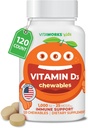 Kids D-vitamin 1000 IE tyggetabletter - Tasty Natural Orange Flavor - Vegan, GMO- Free, Gluten Free, Nut Free Vitaminer - Kosttilskud til immunforsvar - for børn - 120 tyggetabletter