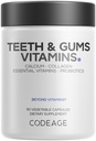 Kodeage tænder & tandkødet Vitaminer + oral probiotika supplement til mund - hele fødevarer Calcium, collagen, kalium, C-vitamin, D3, K2, zink - Oral Care & Dental Multivitamin kosttilskud - 90 kapsler
