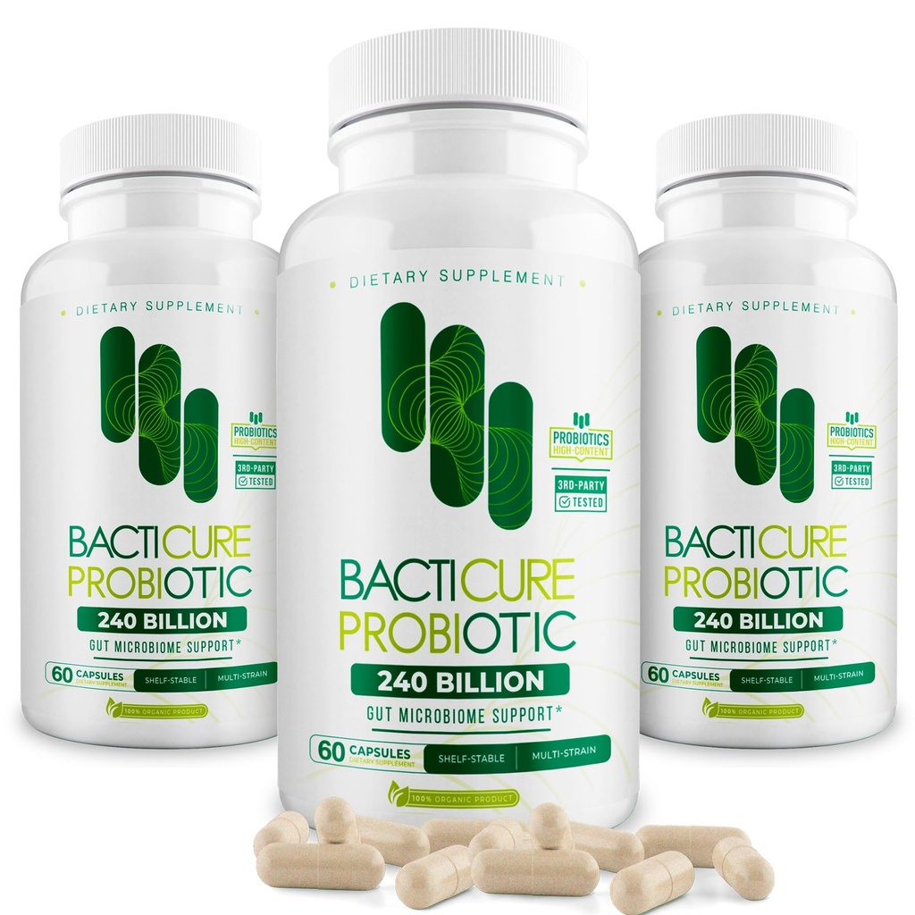 Bacticure Probiotic 180 Kapsler Note 124; Probiotika Supplement w / High CFU Formel for mænd og kvinder