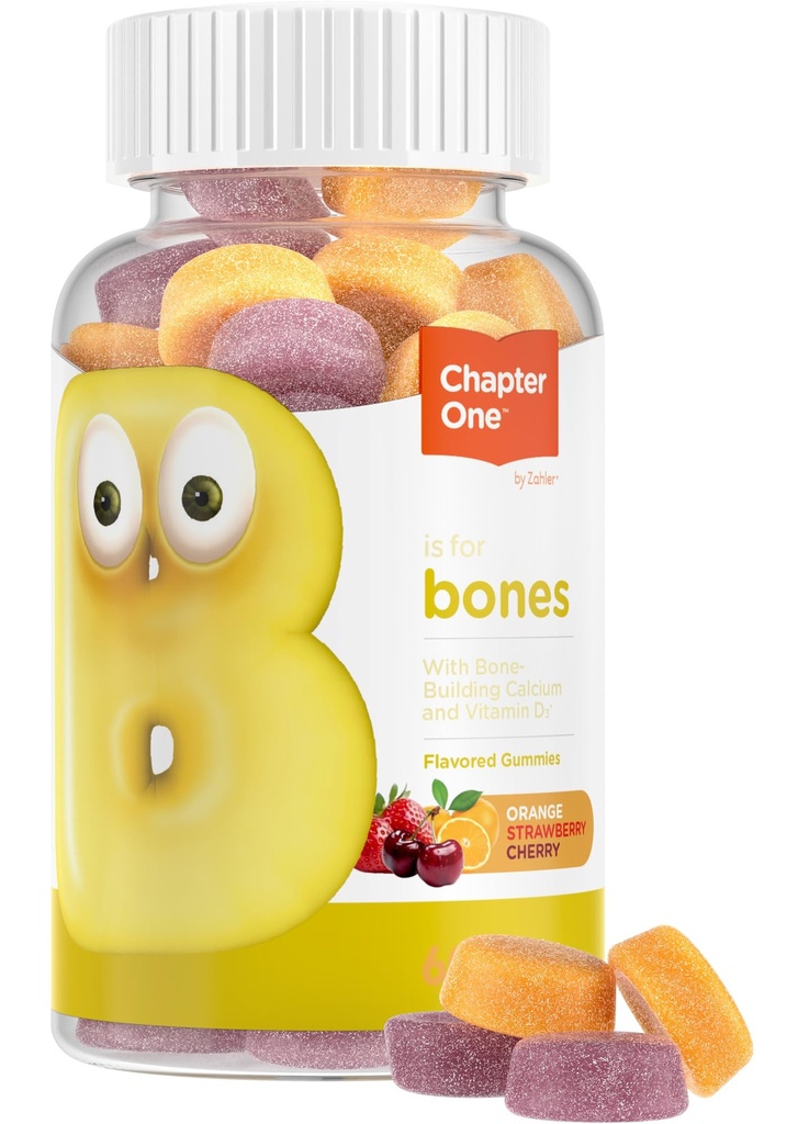 Zahler Yummy Kids Calcium Gummies - Kids Calcium Vitamin D Gummies - Non-GMO Gluten Free 250 mg Calcium supplement med vitamin D3 - Støtte stærke knogler og tænder i tandhjul og børn (60 Greve)
