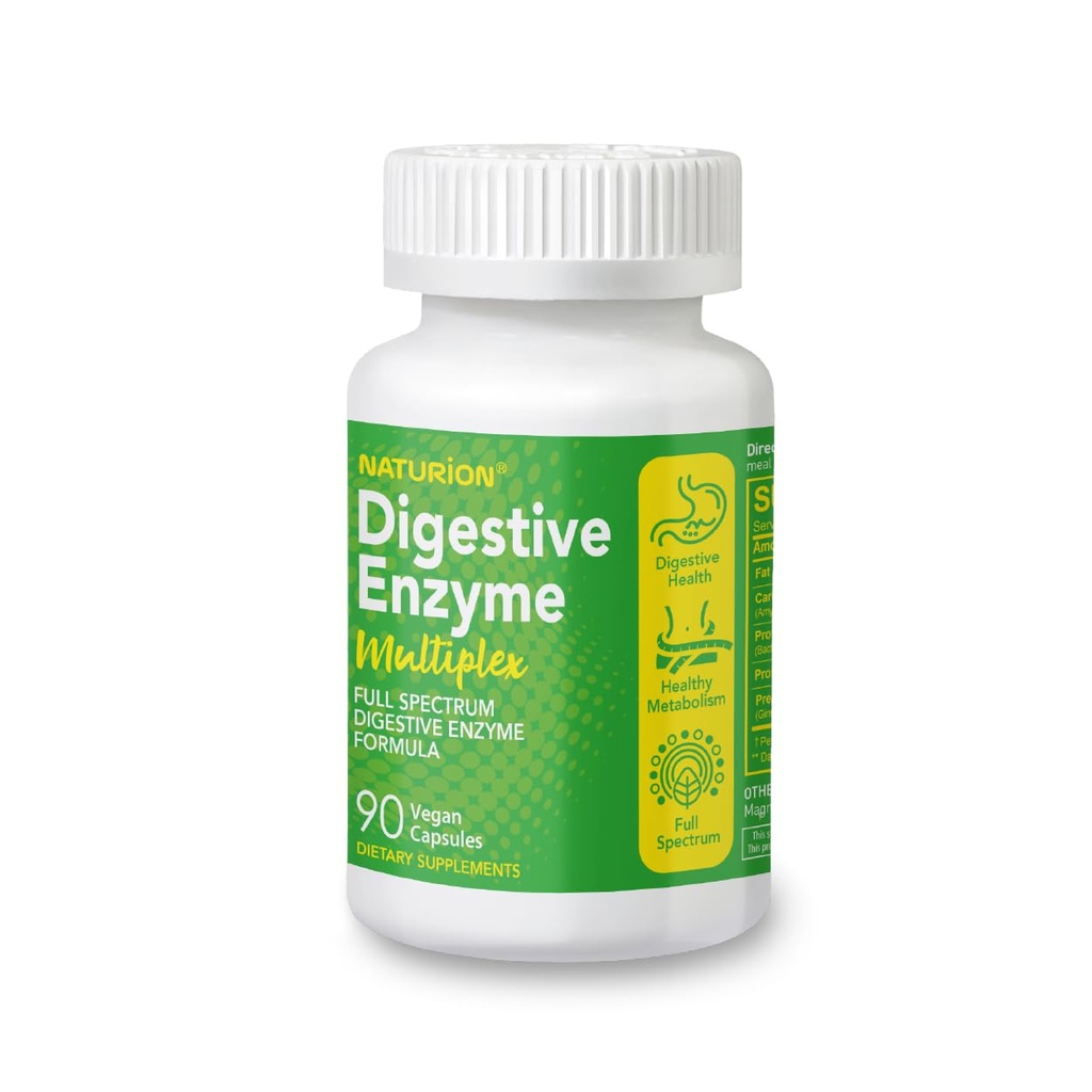 Digitale enzymer Multiplex - Multi Enzymer, Probiotiske 12 Scrops & Prebiotic for fordøjelsessygdomme, Bloating & Gut Health - Mealtime discomfort Relief - 90 Veganske kapsler, 90 Day Supply