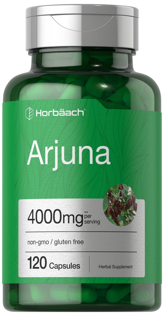 Horbaach Arjuna Capsules Remote mg 124; 120 Greve Remote 124; Non- GMO, Gluten Free Remote 124; fra Arjuna Bark Herb Extract