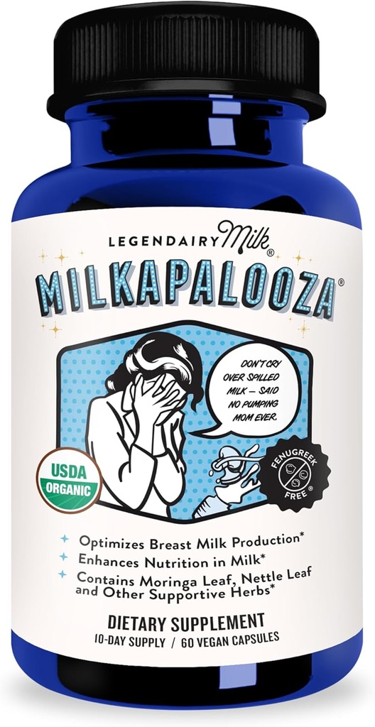 Legendairy Milkapalooza Amning Supplement til amning Moms, Øge Brystmælk Tilgang med Økologisk Moringa, Fennel, Nettle, & Shatavari, Vegan Postpartum Essentials Fenugreek- Free 60ct