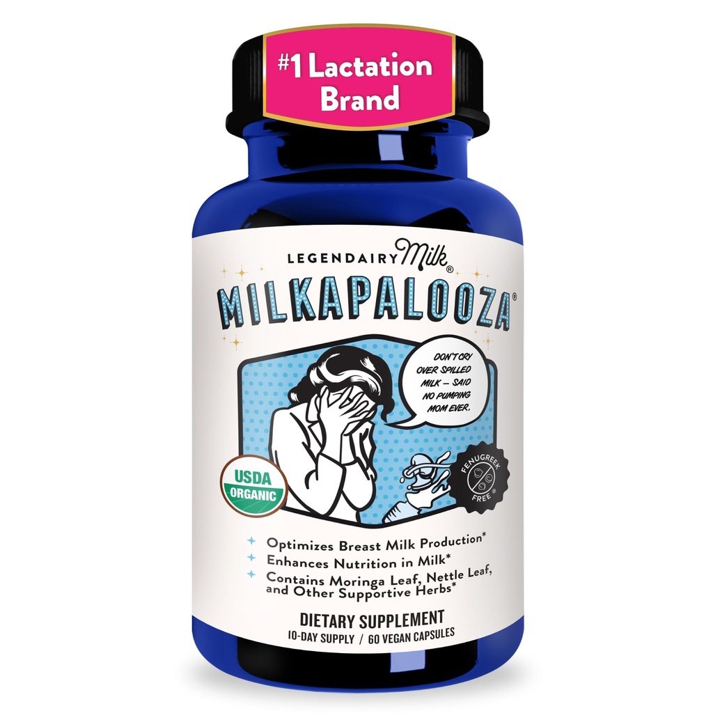 Legendairy Milkapalooza Amning Supplement til amning Moms, Øge Brystmælk Tilgang med Økologisk Moringa, Fennel, Nettle, & Shatavari, Vegan Postpartum Essentials Fenugreek- Free 60ct