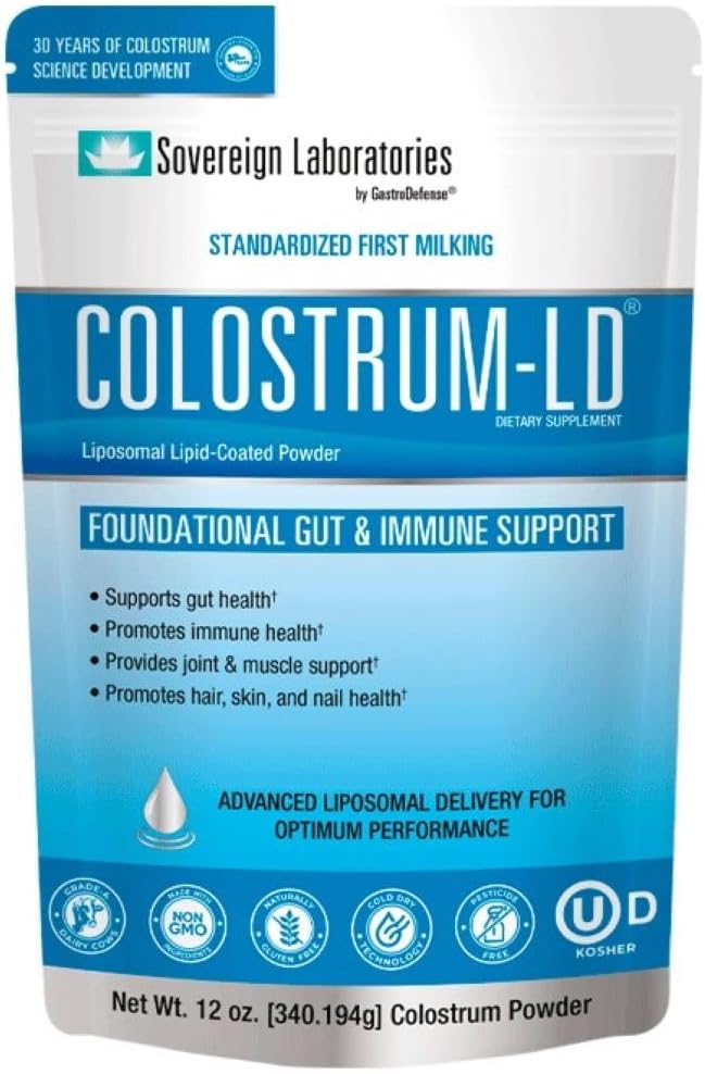 Colostrum- LD Liposomal Levering - Colostrum Powder - Gluten- Free, Lactose- Reduceret - 34 Servering - Sovereign Laboratories - 6 oz Vanilla