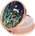 Rouidr Pill Box, 3 Compartment Medicine Pill Case, Small Metal Travel Medicine Box for Purse & Pocket, Rose Gold, Dandelion