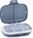 MEACOLIA Travel Pill Organizer, 1 Pack 8 Compartments Daily Pill Case Lille Pill Box til Pocket Purse, Portable Pill Container Medicine Vitamin Organizer (mørkeblå)