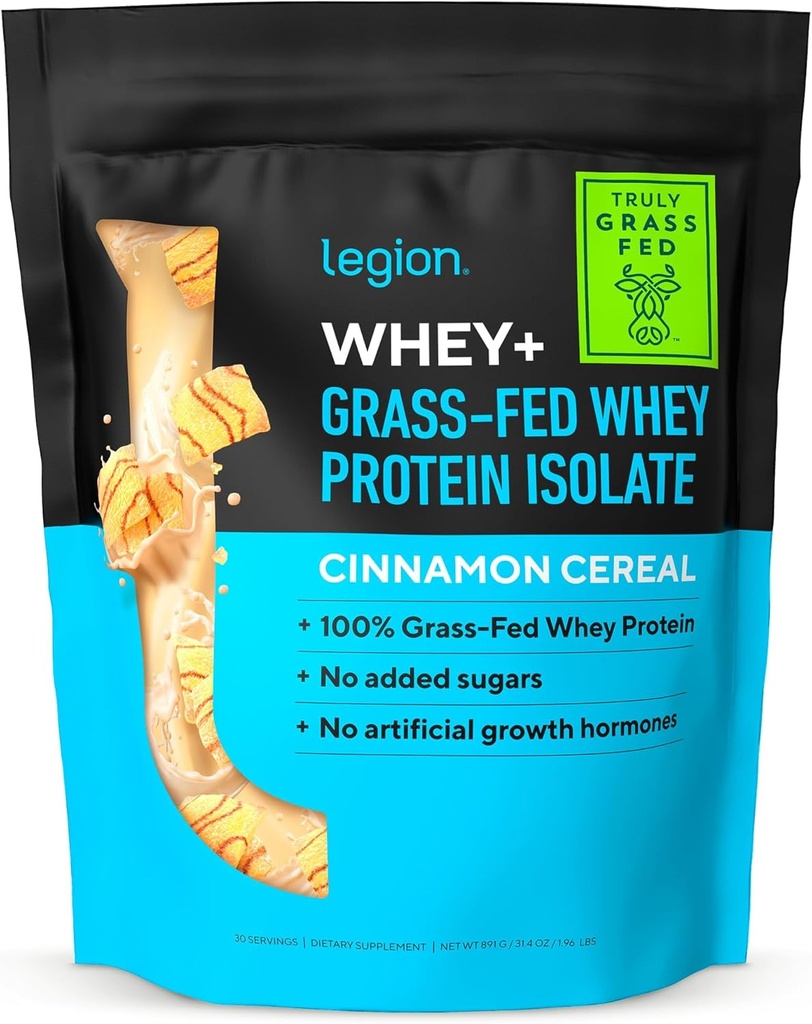 LEGION Whey + Protein Whey Isolate from Grass Fed Cowes - Whey Protein Isolate Powder Low Calorie, Non- GMO, Sugar Free, Lactose and Gluten Free, All Natural Protein Powder for Men & Women (30 Servere)
