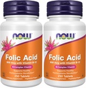 Now Supplements, Folinsyre 800 mcg + B- 12 (Cyanocobalamin) 25 mcg, B Complex Vitamin, 250 tabletter (pakke med 2)