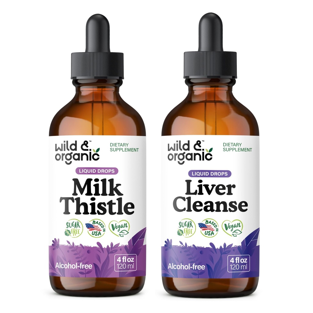 Wild & Organic Milk Thistle Tinktur 4 fl oz & Lever Rense Tinktur 4 fl oz