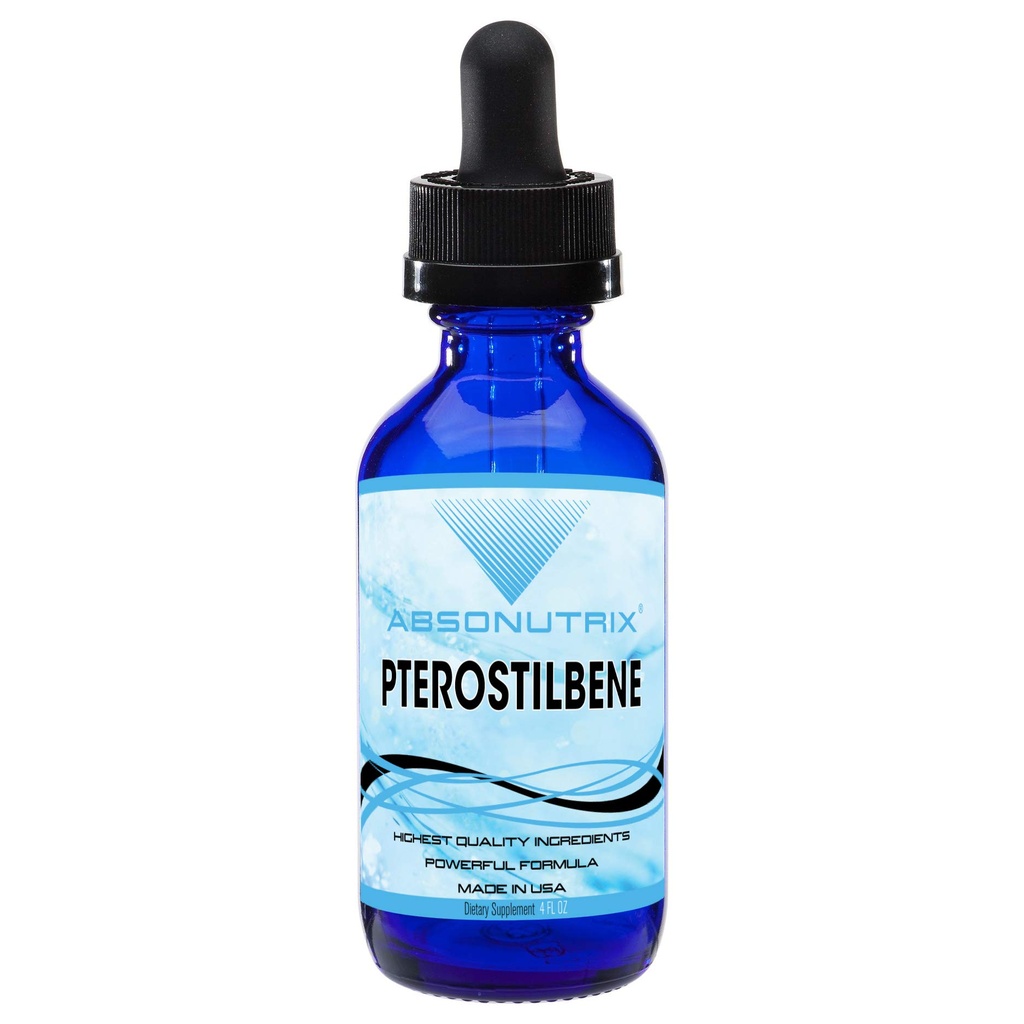 Absonutrix Pterostilben 300 mg, 4 Fl Oz Liquid Drops, 200 Potent Servering, Høj Biotilgængelighed, Third- Party Testet, Quick Absorption, GMP- Certified, Non- GMO, Cruelty- Free Products, Made in USA