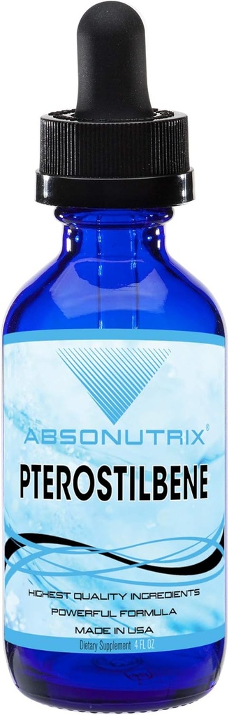 Absonutrix Pterostilben 300 mg, 4 Fl Oz Liquid Drops, 200 Potent Servering, Høj Biotilgængelighed, Third- Party Testet, Quick Absorption, GMP- Certified, Non- GMO, Cruelty- Free Products, Made in USA