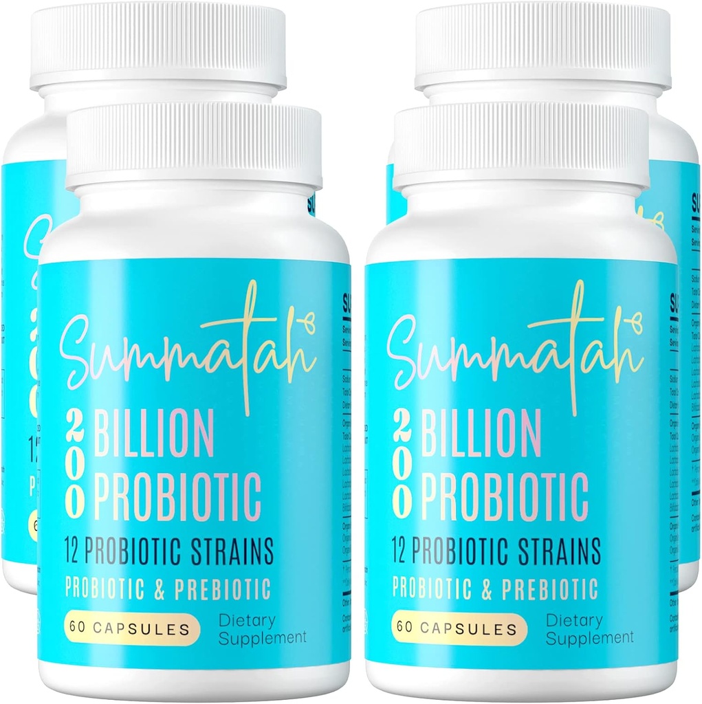 200 Millioner CFU Probiotika - Probiotika til kvinder og mænd, 12 Probiotiske Strops med Prebiotic, til immunfordøjelsesmiddel Gut Sundhed Bloating & Gas, Hylde Stabil - 240 dages forsyning