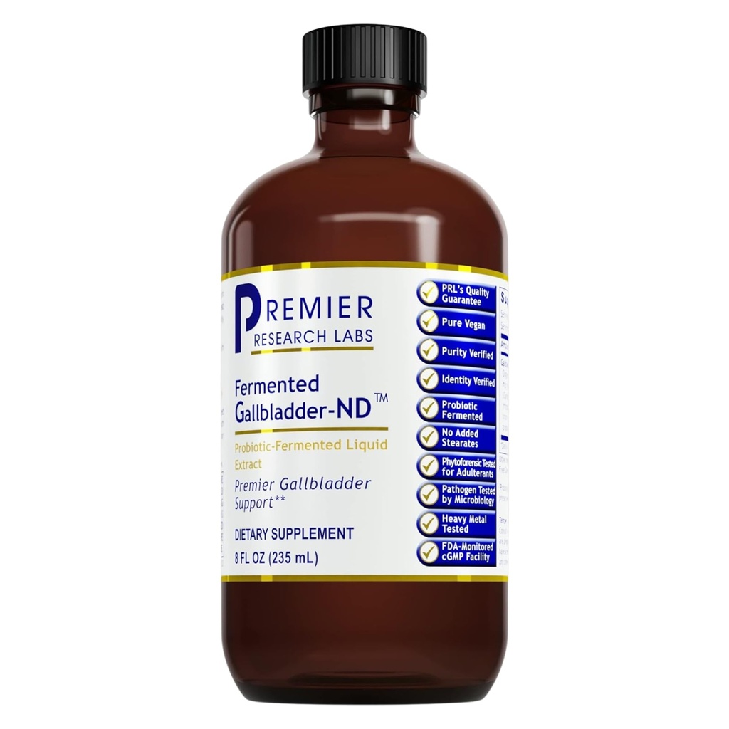 Premier Research Labs Fermented Gallbladder- ND - Gallblære Rengøring, Mælk Thistle og Artichoke Extract, Mælk Thistle Liquid Drops, Tinktur tillæg med antioxidanter, Gurkemeje - 8 Fl Oz flaske