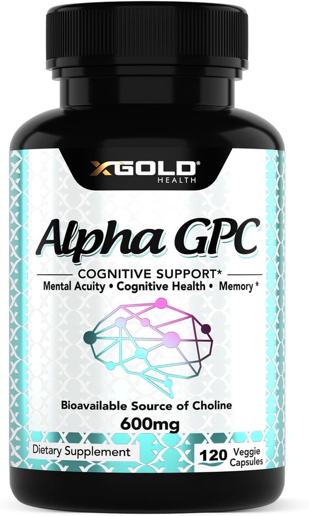 Alpha GPC cholin 600 mg, 99% Pure Nootrop Supplement, 120 Veggie kapsler, Kognitiv Enhancer til hukommelse, hjerne sundhed & fokus