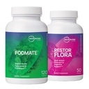 Microbiome Labs RestorFlora Probiotic Supplement, Saccharomyces & Spore-Based Probiotics (50 Capsules) + FODMATE Digestive Enzymes to Help Break Down FODMAPs (120 Capsules) - 2 Product Bundle