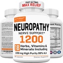 Neuropati Support med 1200 mg HP- 99 Alpha Lipoic Acid - Max Strength ALA Nerve Formel for Feet Hands Fingers - Ultra Potent 18 i 1 naturlige perifer nerve vitaminer - 180 kapsler