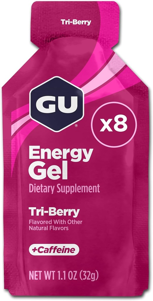 GU Energy Original Sport Nutrition Energy Gel, 8-greve, Tri- Berry