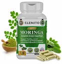 Moringa kapsler, Pure Leaf Powder, Green Superfood, Energy, Metabolisme, & immunforsvar, Non- GMO, Vegan, Gluten- Free - 120 kapsler