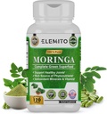Moringa kapsler, Pure Leaf Powder, Green Superfood, Energy, Metabolisme, & immunforsvar, Non- GMO, Vegan, Gluten- Free - 120 kapsler