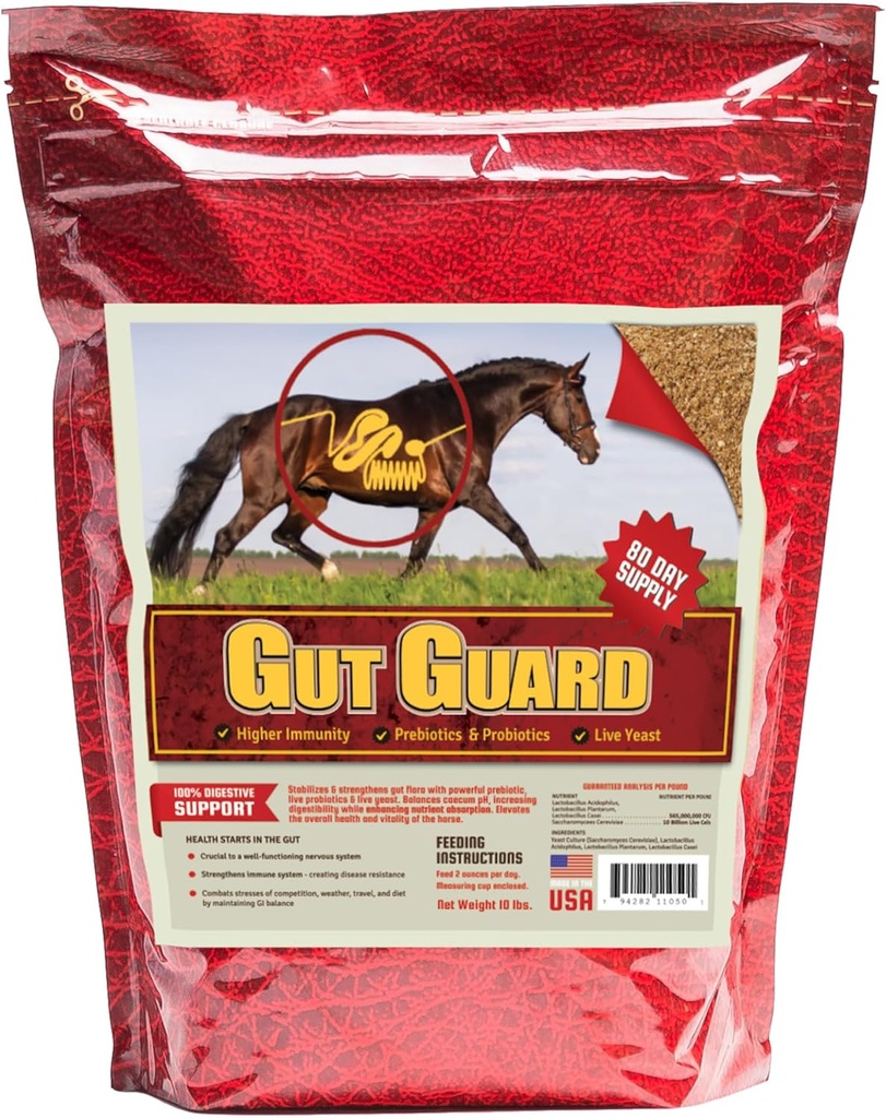 Equine Gut Guard 10 lb, Probiotic og Prebiotic Horse supplement for Gut Health