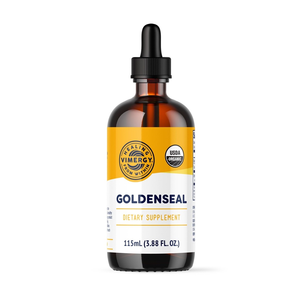 Vimergy Goldenseal Tincture Herbal Supplement - (57 Servering) 10: 1 Uddrag Tilsvarende 2000mg Herbal Equivalent- USDA Organic, Vegan, Alkohol- Free Golden Seal Herb Drops Great for Tea (115 ml)