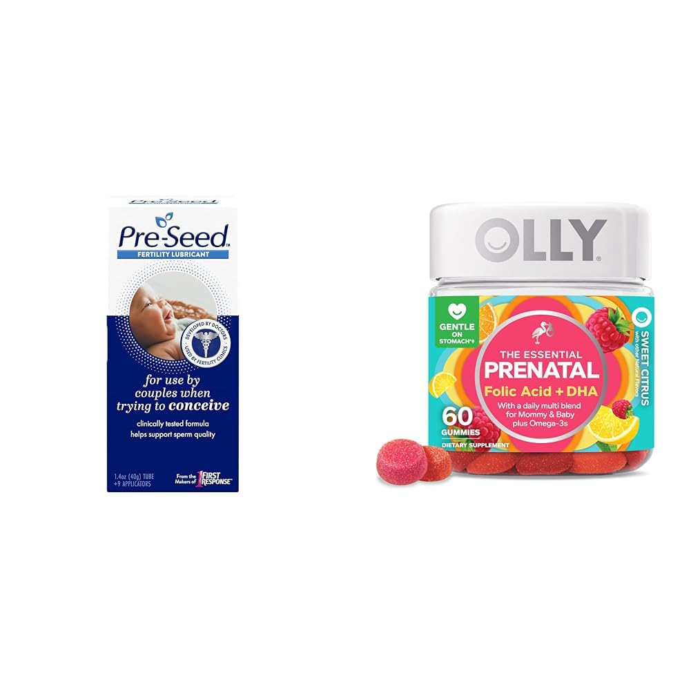 Pre- Seed Fertilitet Smøremiddel og Olly Prenatal Gummy Multivitamin med Omega 3 DHA, 60 Greve