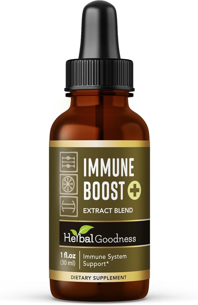 Urte Goodness immunsupportvæske 1oz - Natural Herbal supplement til immunforsvar & tandkød, flydende vitaminer til voksne og børn, med Echinacea, Astragalus, og Graviola - 1 flaske