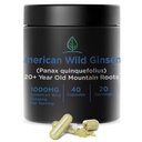 Holistisk Bin Wild American Ginseng Kapsler Pure Organic Ginseng Supplement Lavet med Wild Hartered 20 + År Gamle Rødder fra Appalachia (Panax Quinquefolius)