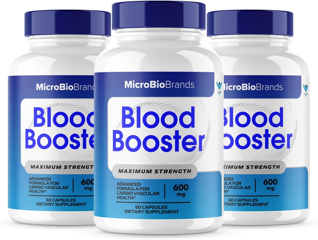 (3 Pack) Microbio Blood Booster, Micro Bio Blood Booster Natural Blood Flow Support Supplement, Micro Bio Brands Pills Advanced Microbiobrands Maximum Strength Support Formula (180 Capsules)