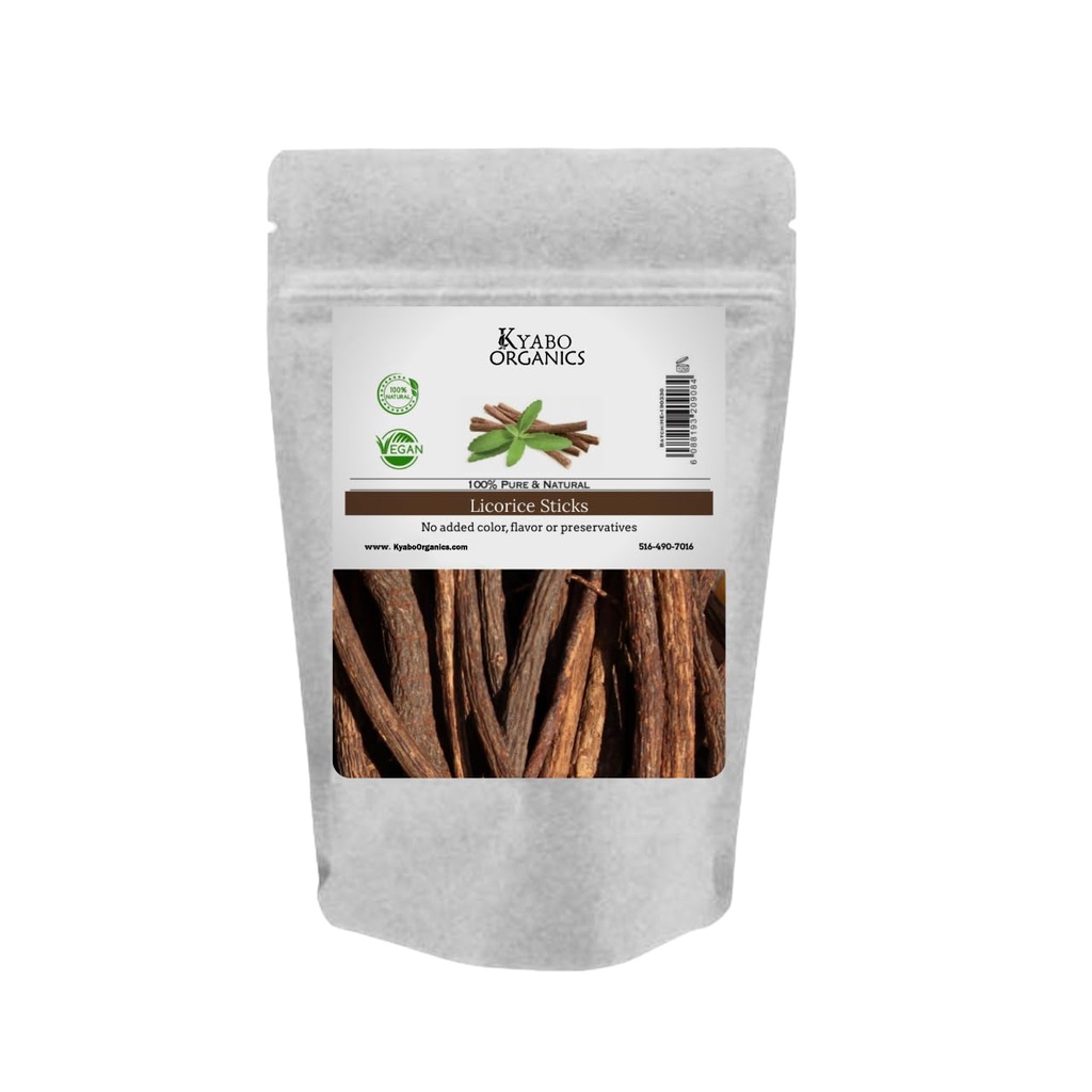 Kyabo Licorice Root Sticks - 100% Pure, Raw all Natural Licorice Root Sticks 8oz / 1 / 2lb - African Licorice Root - Chew Sticks Mulethi Glycyrrhiza Glabra