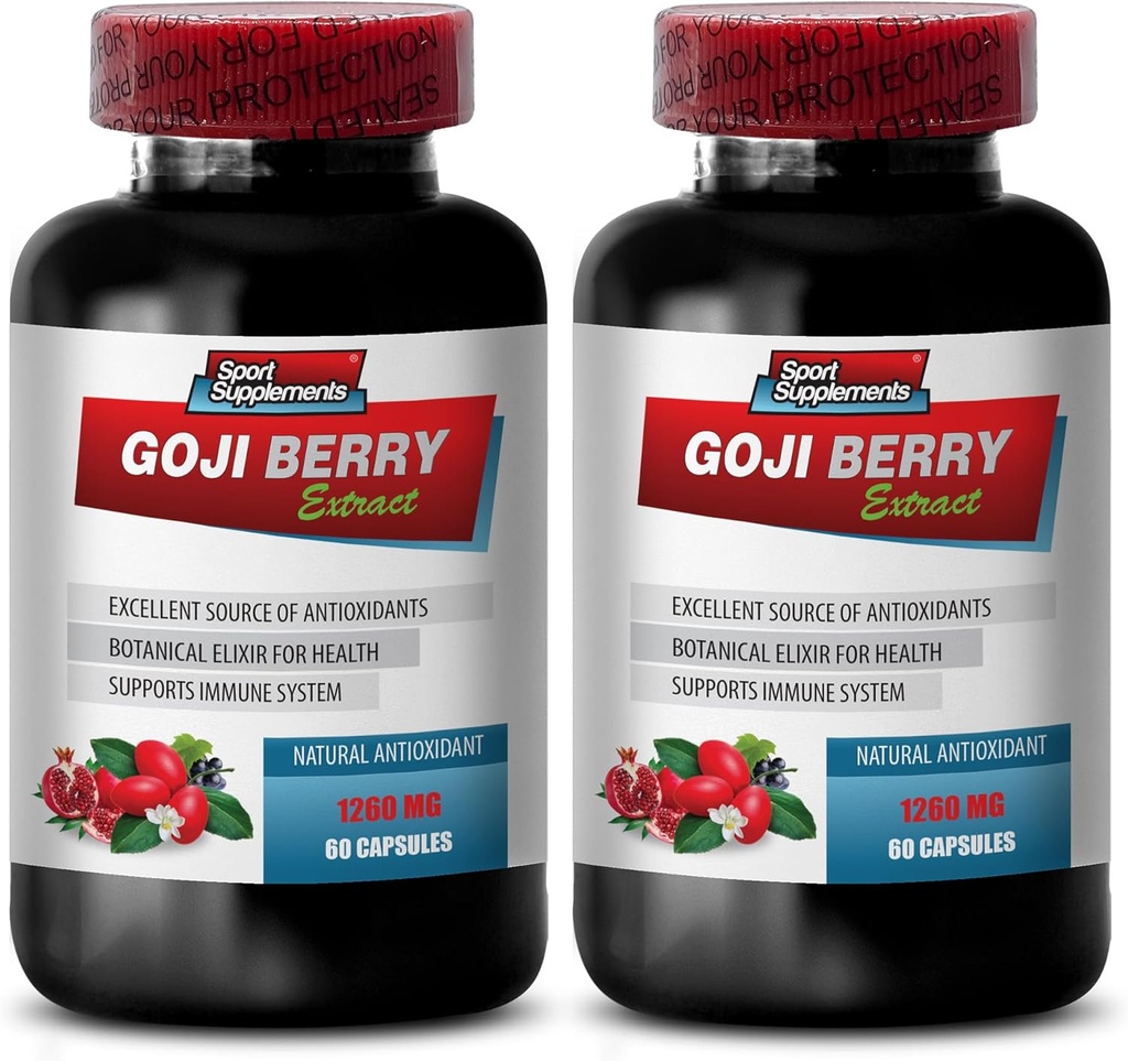 Immune Defense - Goji Berry Extract Complex - Natural Vitality Pills, Powerful Antioxidant, Pomegranate Extract, Body Detox Complex, Holistic Wellness Support, Natural Energy Boost, 2 Bot 120 Caps