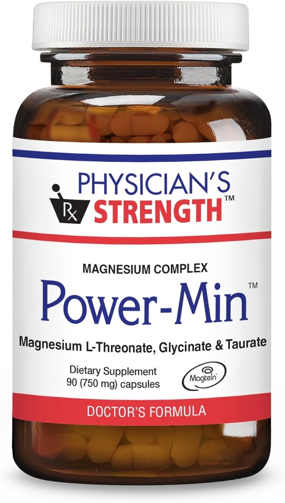 Lægens styrke Power- Min - 90 kapsler - Total Body Support - Magnesium Kompleks med Magnesium L- Threonate, Glycinate & Taurate - Højt Absorberbare - 30 Servere