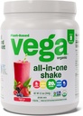 Vega Organic All- in- One Vegan Protein Powder, Berry - Superfood Ingredients, Vitaminer for Immunitet Support, Keto Friendly, Pea Protein for Women & Men, 12.1 oz (Packaging May Vary)
