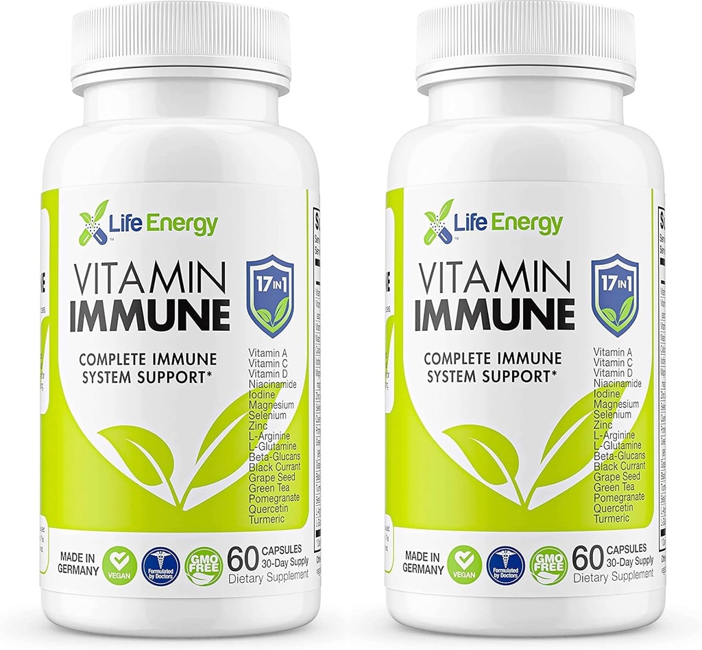 17 i 1 immunsupport supplement til 124; immunboost med C-vitamin, D-vitamin, A-vitamin, zink, Quercetin, gurkemeje, grøn te, selenium Beeg 124; dagligt immunsupportsupplement til voksne - 60 greve (2)
