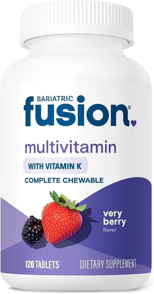 Bariatric Fusion Meget berry Komplet Chewable Bariatric Multivitamin med jern og vitamin K for Bariatric Kirurgi Patienter herunder Gastric bypass og Ærme Gastrectomy - 120 tabletter