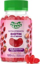Biotin Jelly Bean Gummy Vitaminer, Ekstra Styrke Biotin til hår, hud og negle, 5000mcg per servering, Hårvækst Vitaminer til mænd og kvinder, 120 Strawberry Blast Jelly Beans, Kosher