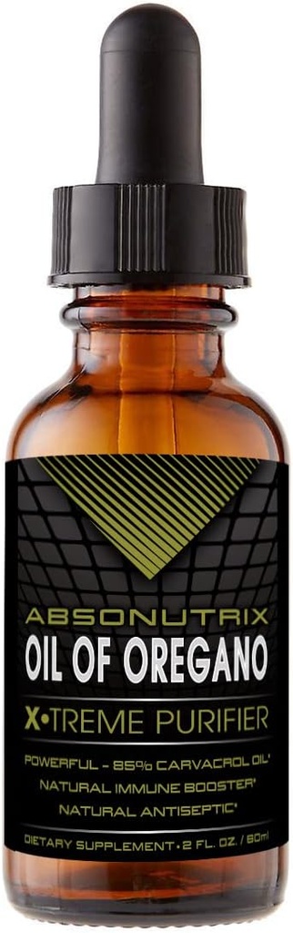 Absonutrix Oil of Oregano 43 mg, 540 Servering, 2 Oz Flaske, Høj Biotilgængelighed, 85% Carvacrol Oil, Quick Absorption, Potent Ingredienser, Cruelty- Free, Third- Party Testet, Non- GMO, Made in USA