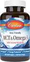 Carlson - MCT & Omega-3, kokosolie, kaprifolium og kapricinsyre, EPA & DHA, energiproduktion, Fat Metabolisme & Brain Health, 60 Softgels