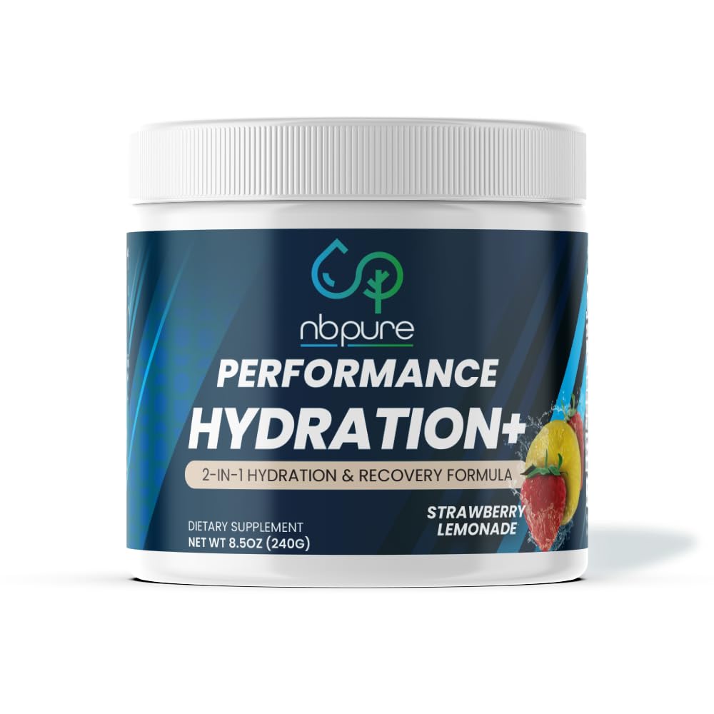 nbpure Hydration + Electrolyte Powder - Natural Hydration & Recovery for Mænd & Kvinder - Sea Salt, Kalium, Magnesium, Vegan BCAAs - Fastende venligt