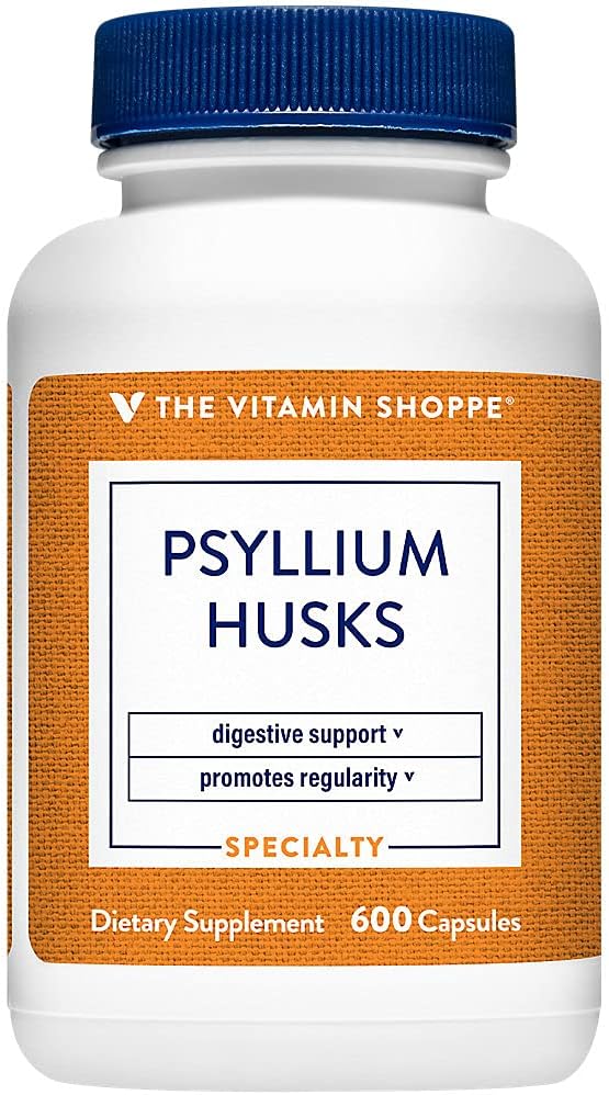 Den Vitamin Shoppe Psyllium Husks - Plantago Ovata Fiber tillæg, der understøtter regelmæssighed & sund Cholesterol, 840 mg per servering - Gluten Free (600 kapsler)