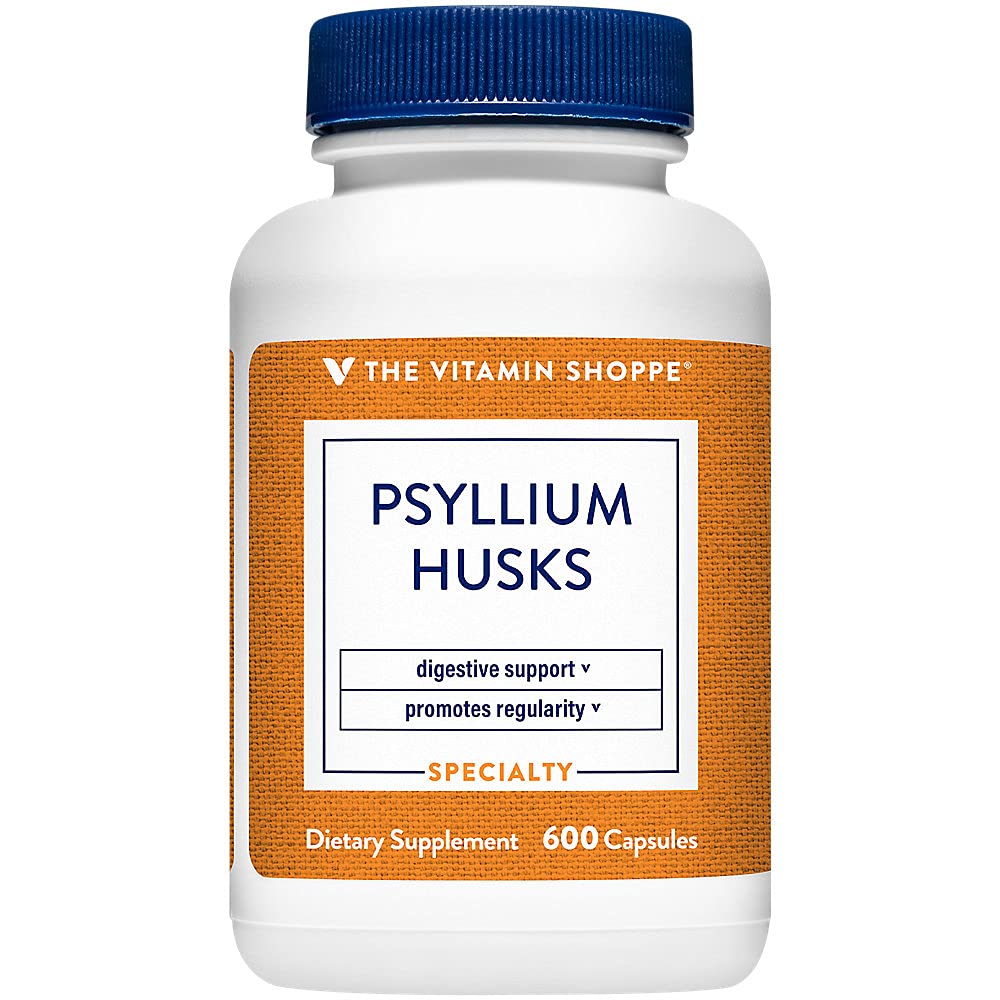 Den Vitamin Shoppe Psyllium Husks - Plantago Ovata Fiber tillæg, der understøtter regelmæssighed & sund Cholesterol, 840 mg per servering - Gluten Free (600 kapsler)