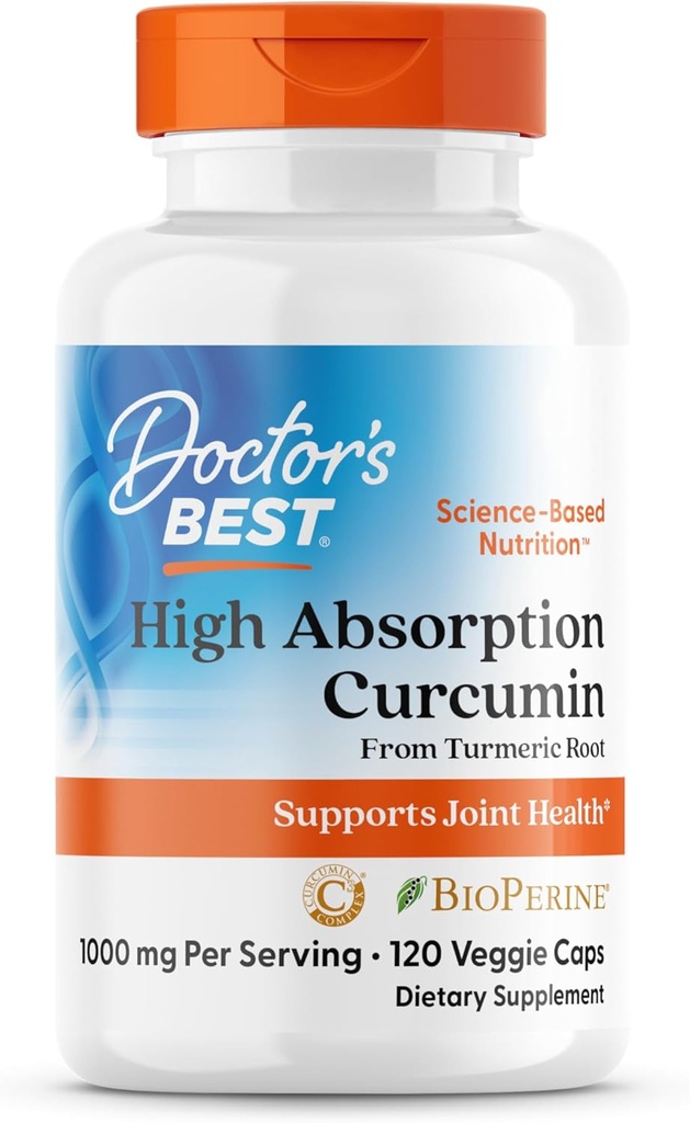 Læger Best High Absorption Curcumin fra gurkemeje rod, Understøtter fælles sundhed, non-GMO, Gluten Free, Soy Free, Vegan 120 Veggie Caps