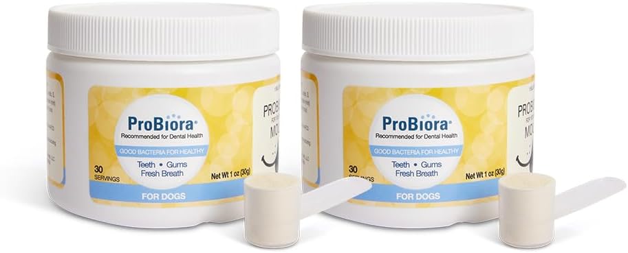 Probiora til hunde • 124; hund • Probiotisk supplement til oral pleje • 124; Pet • Probiotika til at reducere dårlig ånde • 124; hund • Nutritional supplement til tandpleje • 124; 30 Servering (pakke af 2, Jar)