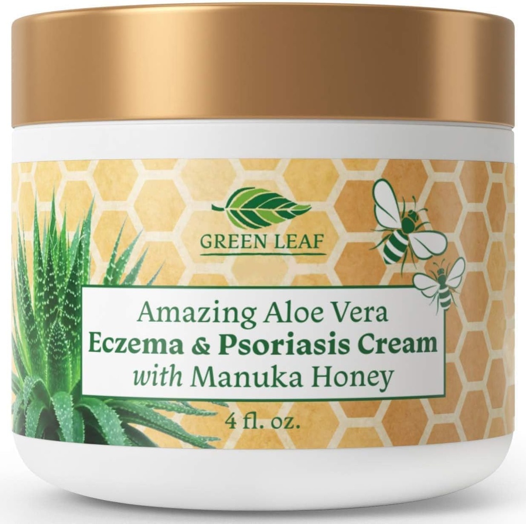 Manuka honning eczema creme fugtgivende lotion til psoriasis Relief - Itchy, Tør Hududslæt Salve - Lindrende fugtighedscreme til baby, børn, voksne - Høj styrke Body & Face Cream 4oz
